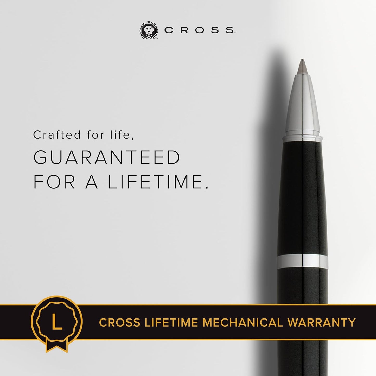 Cross Bailey Refillable Rollerball Pen Presented in a Premium Gift Box - Medium Point, Black Ink, Black