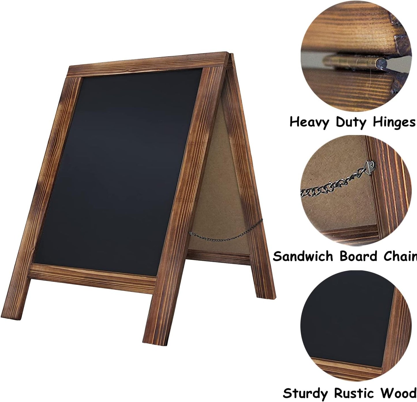 Rustic Whitewash Double Sided Chalkboard with 8Pcs Liquid Chalk Markers, 7.5"*8.6" Tabletop Stand, Small Countertop Chalkboard Easel for Menu, Kitchen, Restaurants, Bar, Wedding and Home Decor (Black)