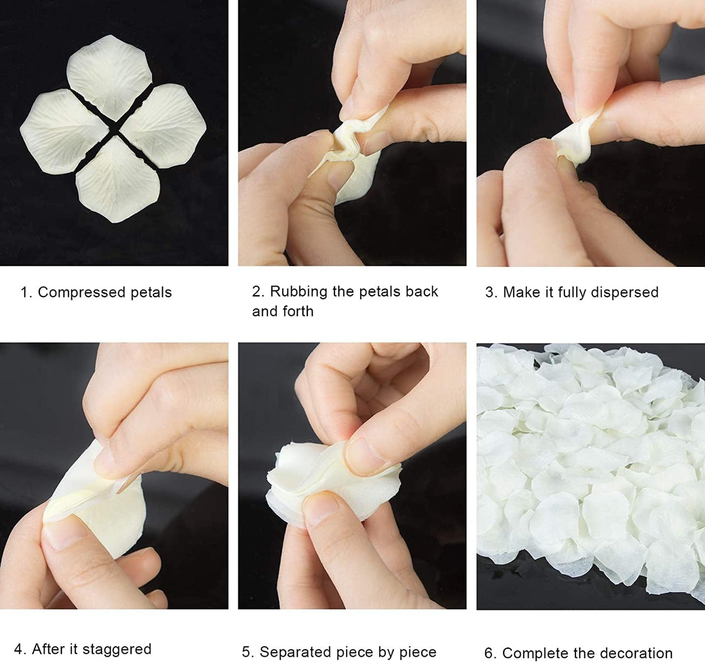 Ouddy Decor 3000 Pcs Rose Petals Artificial Flowers for Valentine's Wedding Decor Romantic Night Bridal Party Home Decorations, Ivory