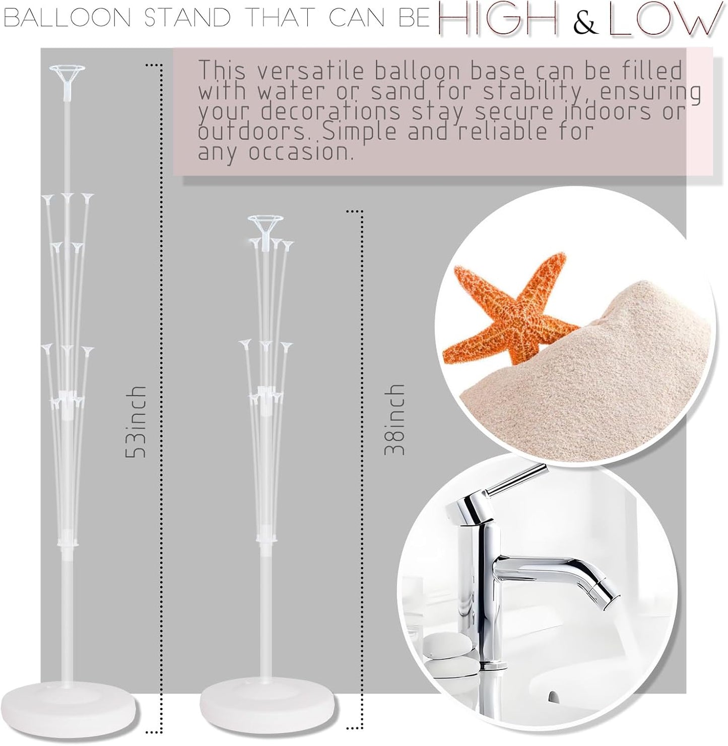 Balloon Sticks with Base for Floor or Table,Metallic Pearl Baby Blue Balloon Column Stand Kit with Balloons,Base&Pole,Backdrop Decoration for Party Wedding Baby Shower Birthday Graduation