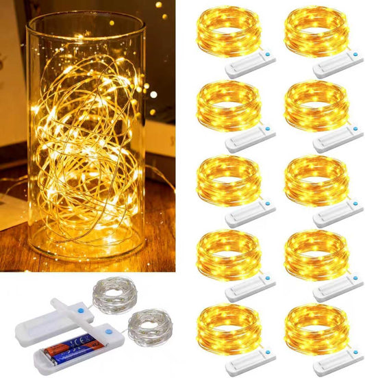 ZNYCYE 10 Pack Fairy Lights with Timer,10ft 30 LED String Lights 8 Modes Fairy Lights Battery Operated Waterproof for DIY Wedding Party Bedroom Mason Jars Christmas Decorations (Warm White)