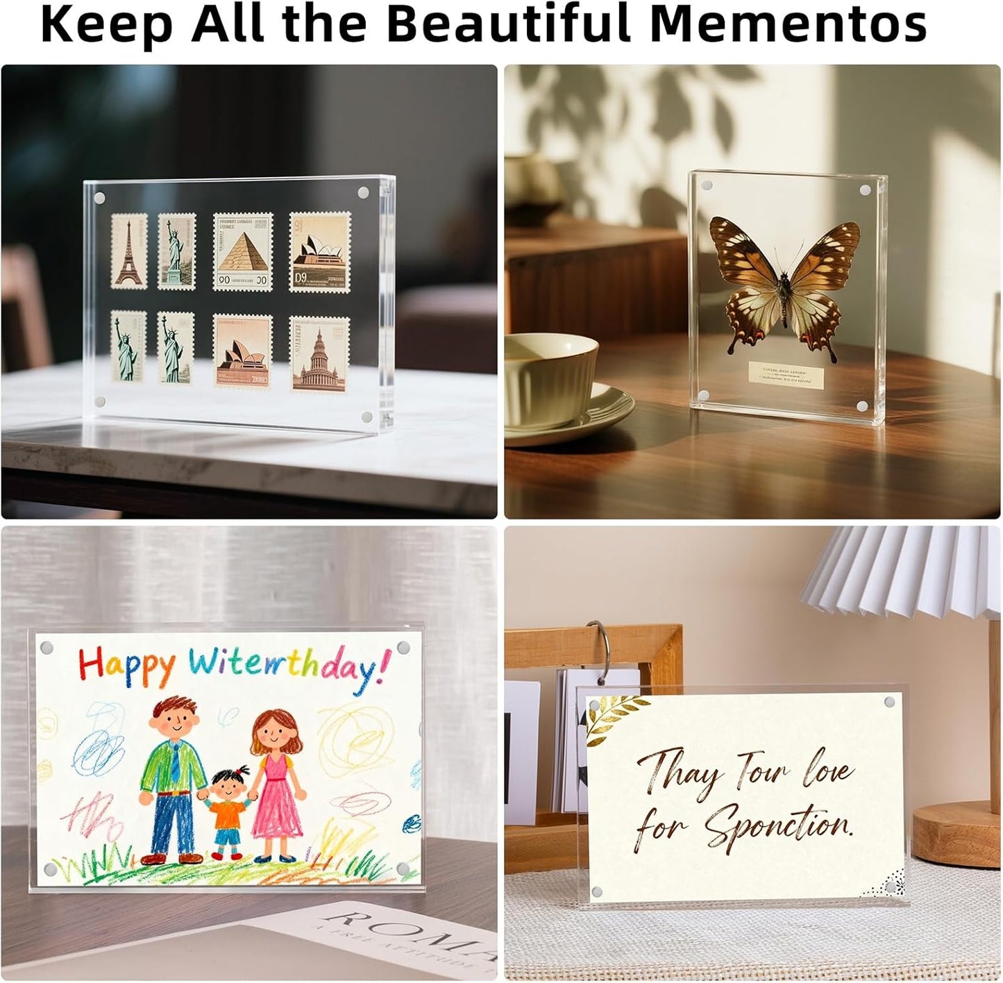 Magnetic Acrylic Picture Frame 4x6 (3-Pack) – Clear Lucite Double-Sided Frameless Photo Display 20mm Thick, UV Resistant with Strong Magnets for Home, Office, and Gift