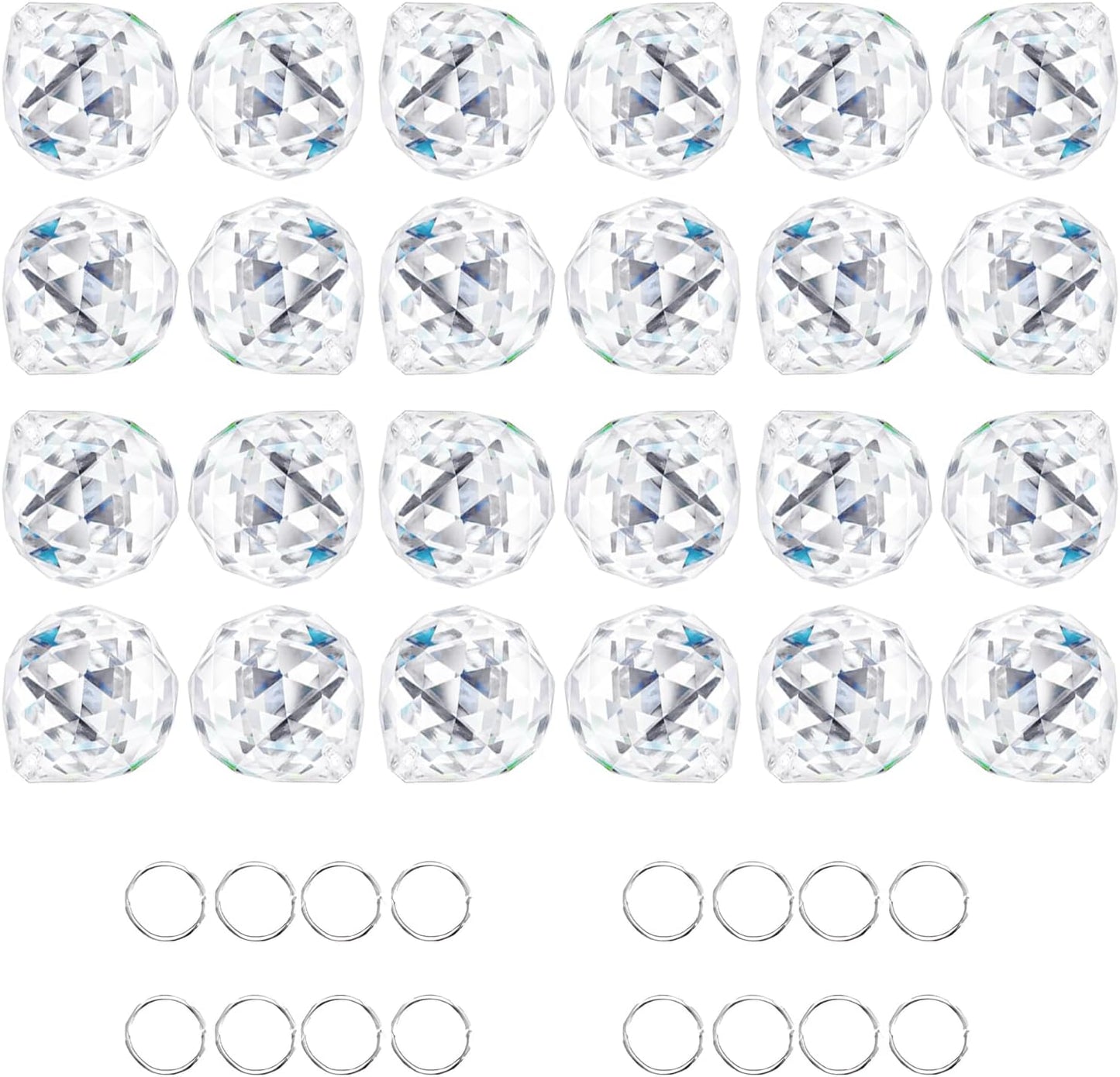 24pcs Clear Crystal Decorative Ball Prism Suncatchers for Windows Hanging Wedding Party DIY Decoration,20mm