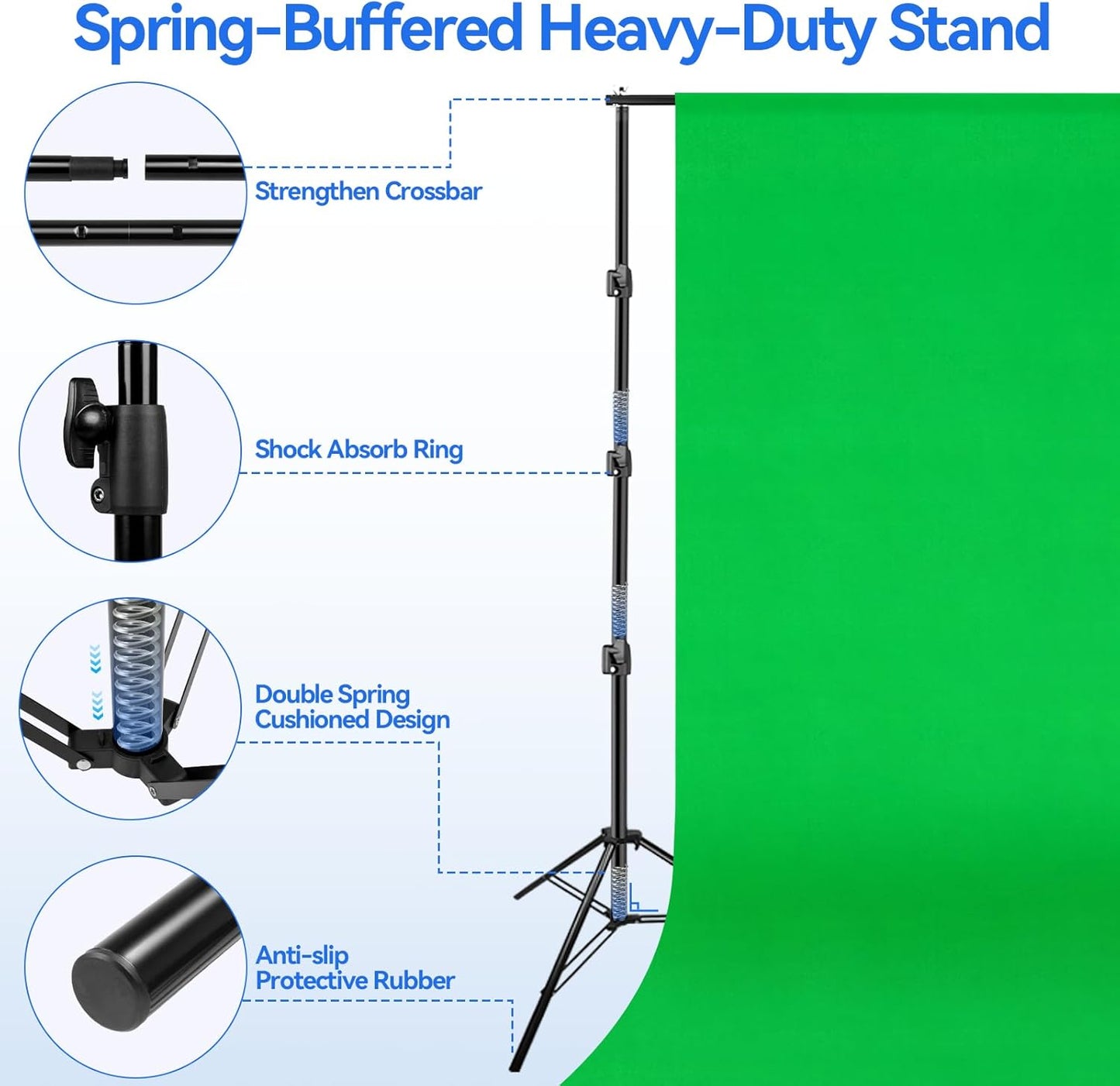 EMART Photo Video Studio 10 x 10ft Green Screen Backdrop Stand Kit, Photography Background Support System with 10 x20ft Muslin Chromakey Curtain for Photography Shooting