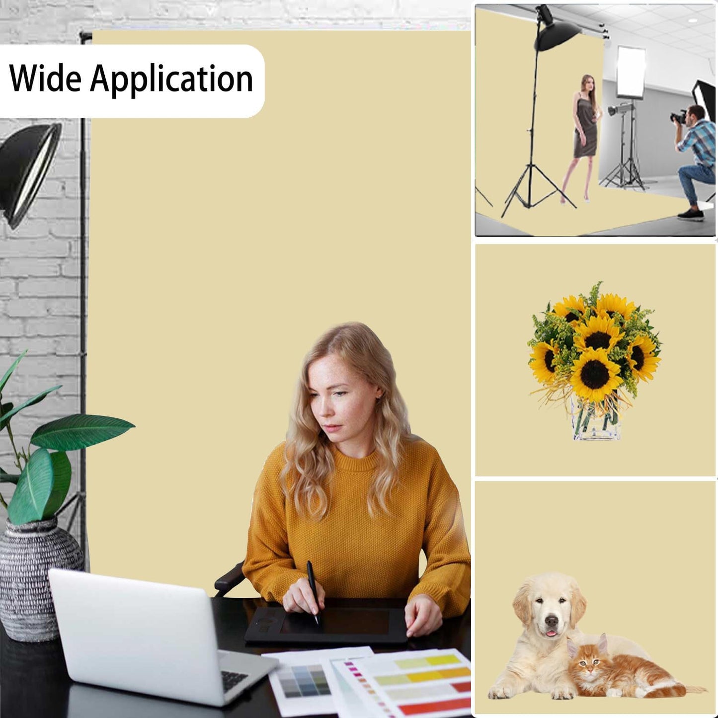 Tan Photography Backdrop for Photoshoot, Photo Backdrop Curtain, Perfect Tan Backdrops for Party Portrait Photoshoots Video Studio 8FTx10FT