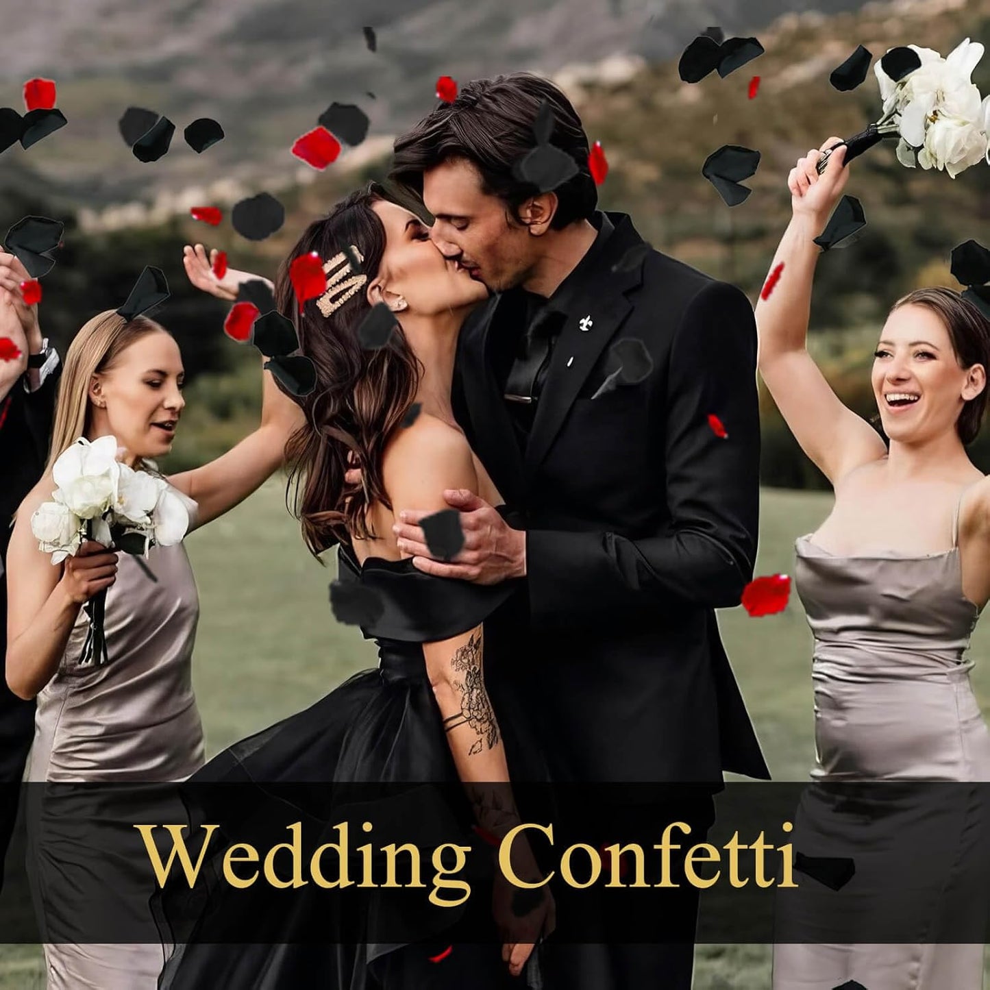 200Pcs Dried Real Black Rose Petals, Preserved Flower Petals 1.75oz for Gifts Wedding Party Decor, Flower Girl, Dinner Table Centerpieces, Bridal Shower, Witch Decor,Confetti