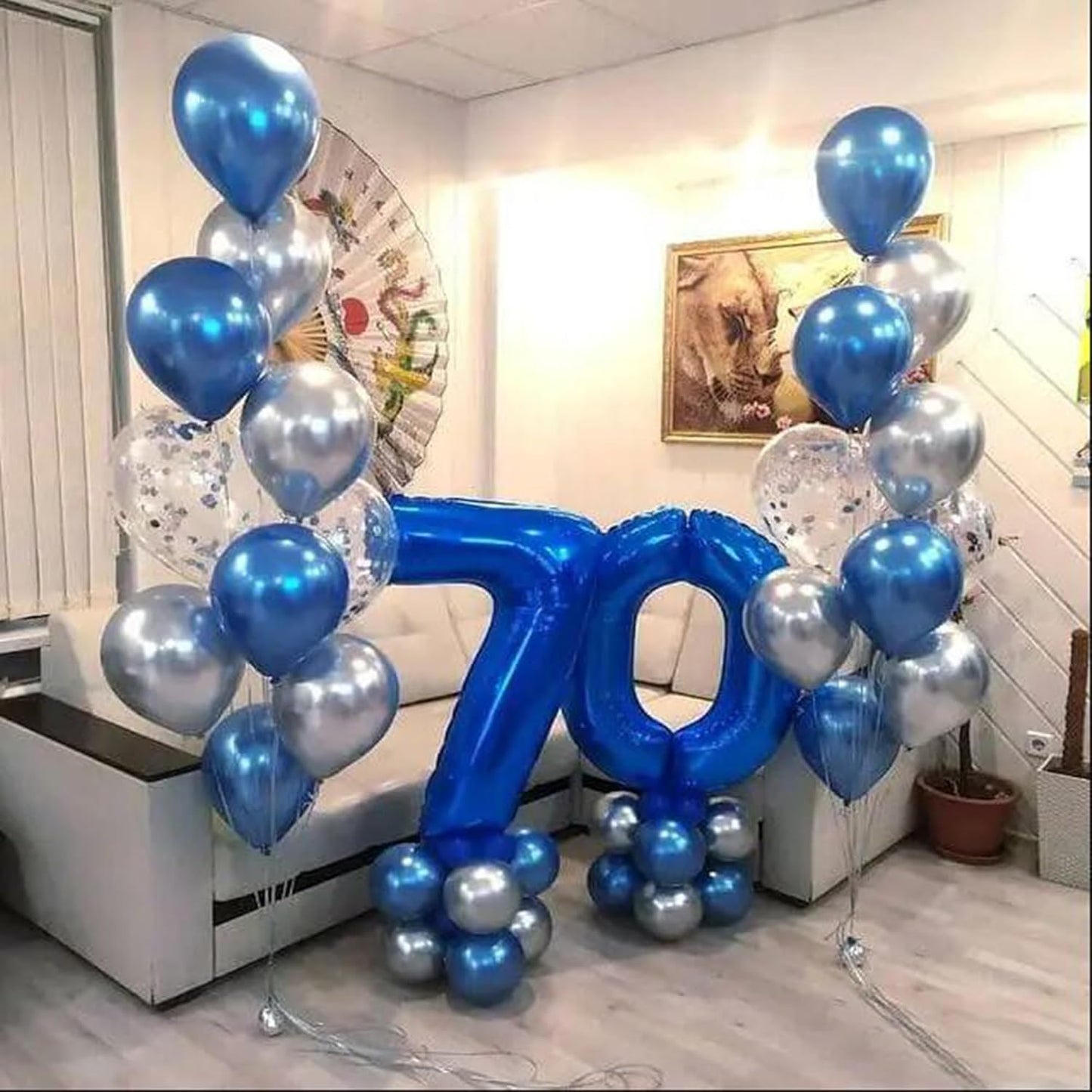 40 Inch Number 7 Balloons Foil Mylar Jumbo 7 Balloons for Boys girls Blue Digit 7 Balloon for Kids Decors 7 Year Old 17 27 37 70th Birthday Party Supplies Anniversary Events Decorations