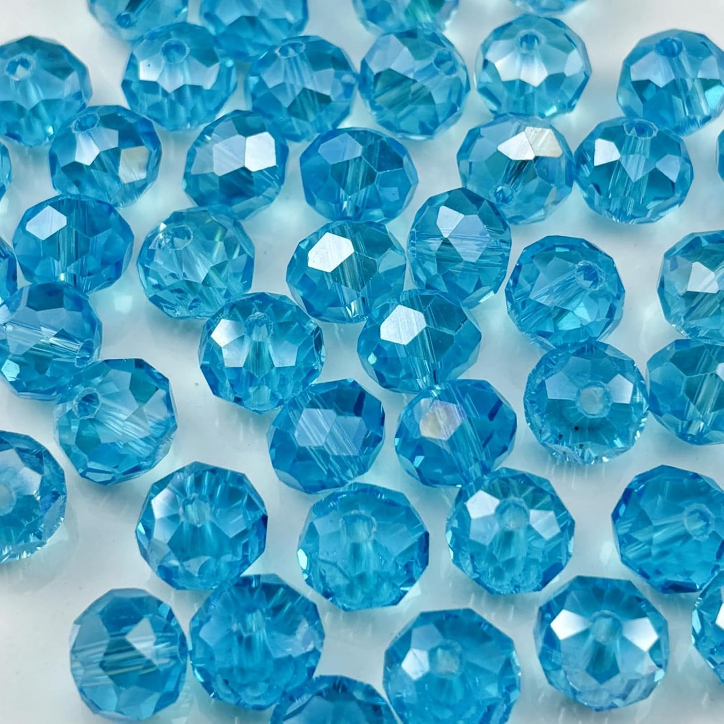 200pcs 6mm Crystal Glass Beads for Crafts Faceted Rondelle Glass Beads for Jewelry Making Crystal Spacer Beads for Necklaces Bracelets Earrings DIY Craft(Lake Blue AB)