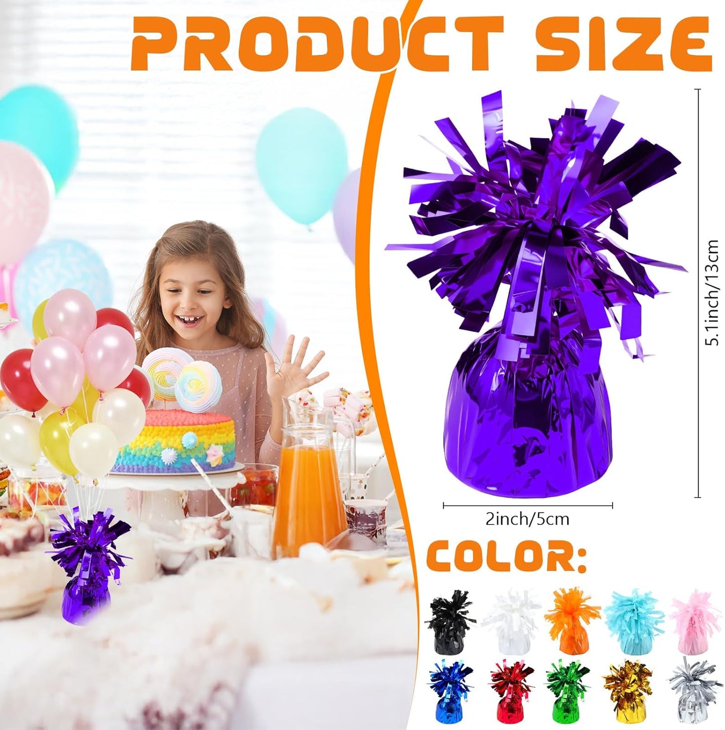 8 Pcs Purple Metallic Balloon Weights Holder Anchors Balloon Holder Weights for Helium Balloons Birthday Graduation Party Christmas Wedding Celebration Decoration (Purple)