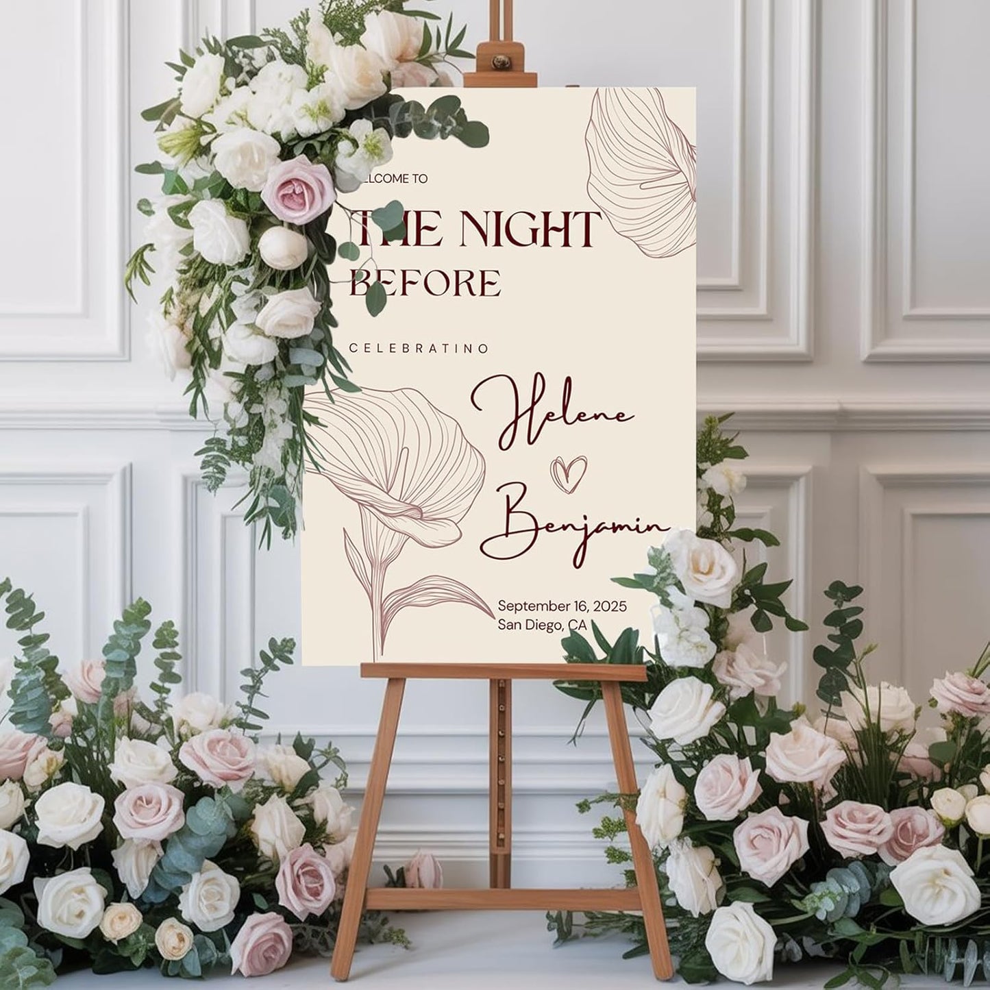 Custom Bride & Groom Wedding Welcome Sign, Personalized Welcome to The Night Board for Ceremony or Reception, Canvas Poster Decor for Weddings, Anniversary, Bridal Party, Celebration