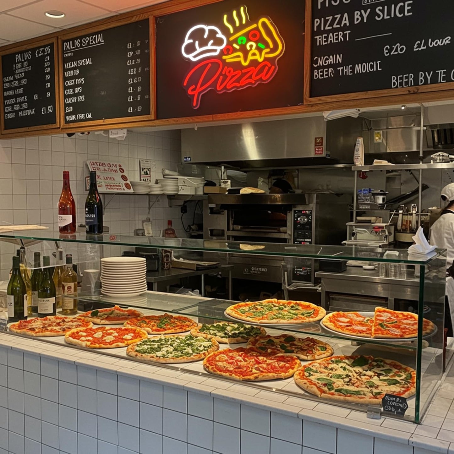 Pizza Neon Sign,Colorful Pizza Neon Signs for Wall Decor,Pizza Shaped Led Signs for Business Fast Food,Dimmable Pizza Neon Lights forKitchen,Light up Pizza Sign for Restaurant Pizza Shop