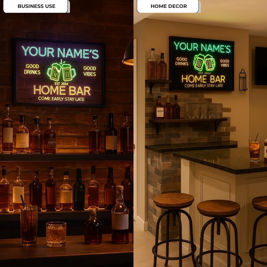 Personalized Home Bar Mica Led, Custom Name Mica LED Wall Light with Beer Mug Design, Neon Style Acrylic Sign For Game Room, Pub Decor, Gift for Him