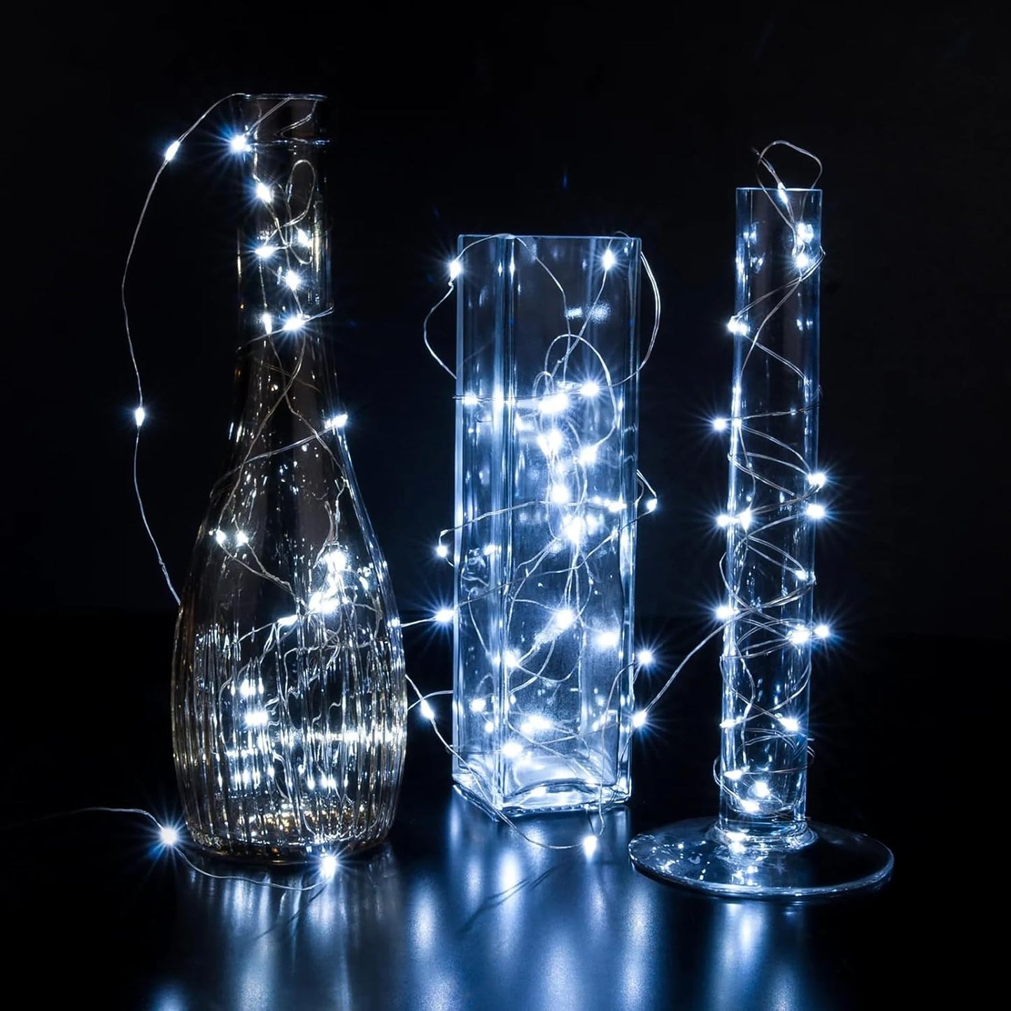 12 Pack White Fairy Lights 7Ft 20 LED Twinkle String Lights 3 Modes Battery Operated Waterproof Firefly Starry for Mason Jar Party Wedding Christmas Valentines Day Table Centerpieces,Cold White