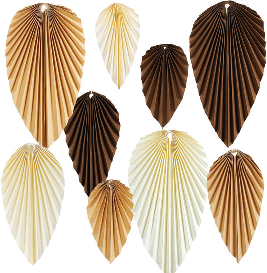 Paper Leaves Decorations for Wall Paper Fans Boho Room Decoration Leaves Backdrop Neutral Decor Hanging Wall Decor, Set of 9