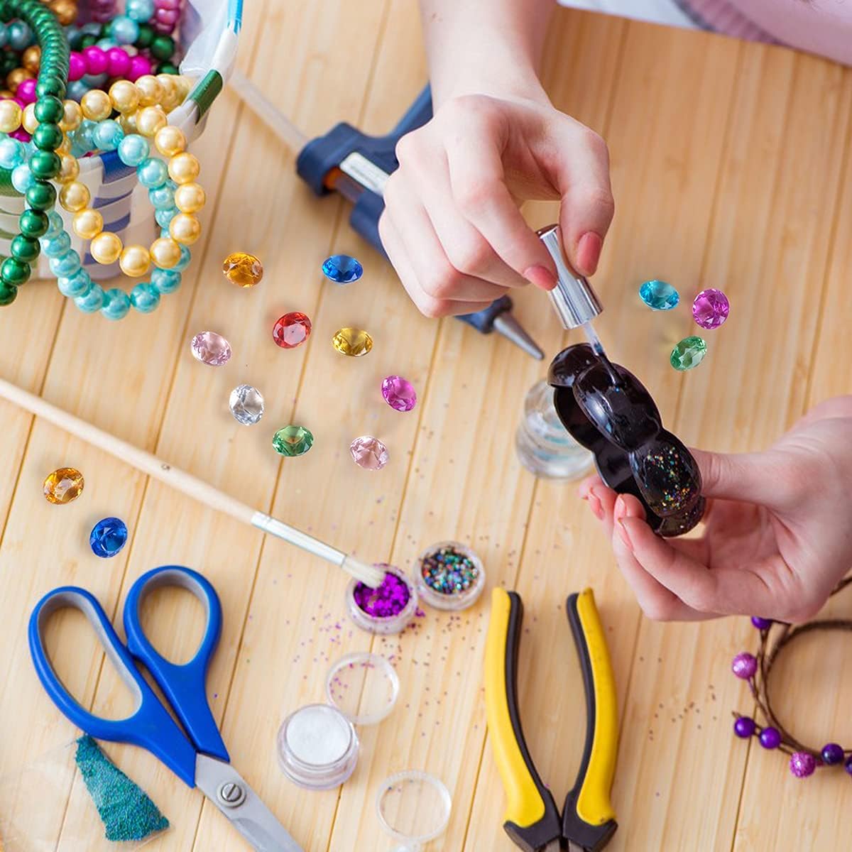 Acrylic Diamond Fake Gems Vase Filler, Babenest 240pcs 3/4 Inch Faux Diamonds Crystals Jewels for Table Scatters Wedding Party Easter Event Arts & Crafts Birthday Decoration Favor (Multicolor)