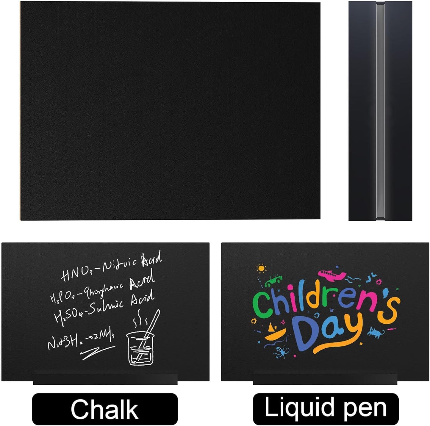 EHWINE Mini Chalkboard Easel Sign Set,4 Pack 6x8 Inch Wooden Boards with Acrylic Base and Liquid Chalk Markers, Reusable Double Sided Tabletop Display for Wedding, Restaurant, Party, Coffee Shop Decor