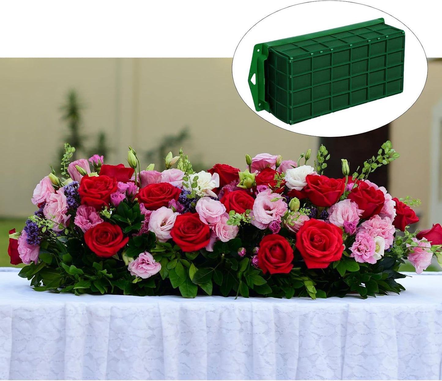 Boao 30 Pieces Floral Foam Cage Holder with Floral Foam for Fresh Flowers Cage Bowl for Table Centerpiece Flower Arrangement, Rectangle, 11.8 x 4.7 x 3.1 Inch