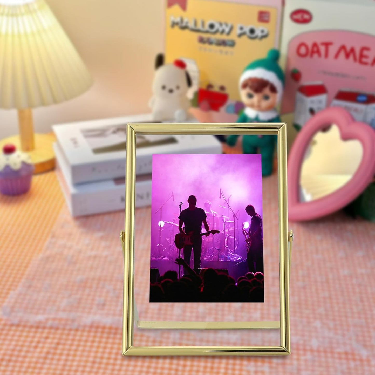 Gold Floating Frame, 4"x6", Vertical, For Picture 3.5x5, 2x3, 1x2, Small Tabletop Photo Frame, Classy Gift For Kids on Birthday