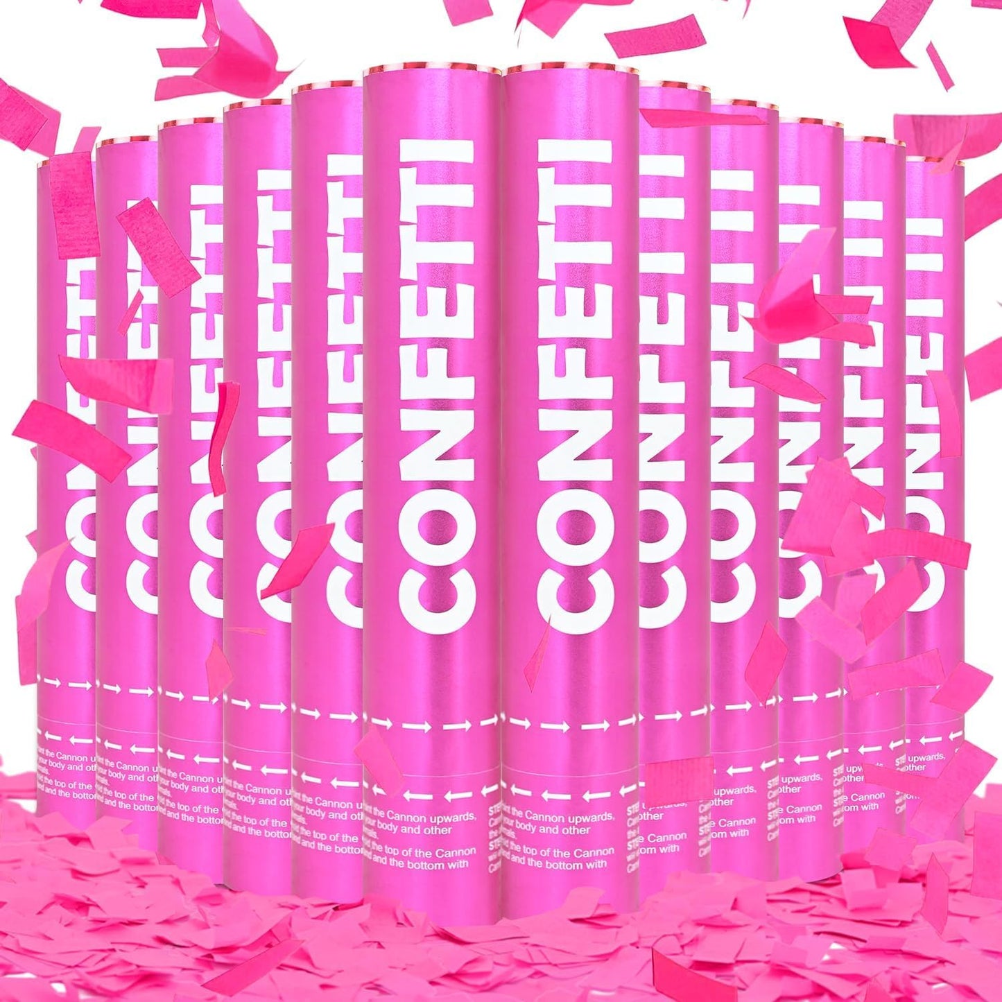 Confetti Cannon Pink Biodegradable Confetti Poppers 12Pack Party Poppers Confetti Shooters Pink Sticks for Wedding Graduation Engagement Anniversary Bridal Shower Valentines Day Birthday