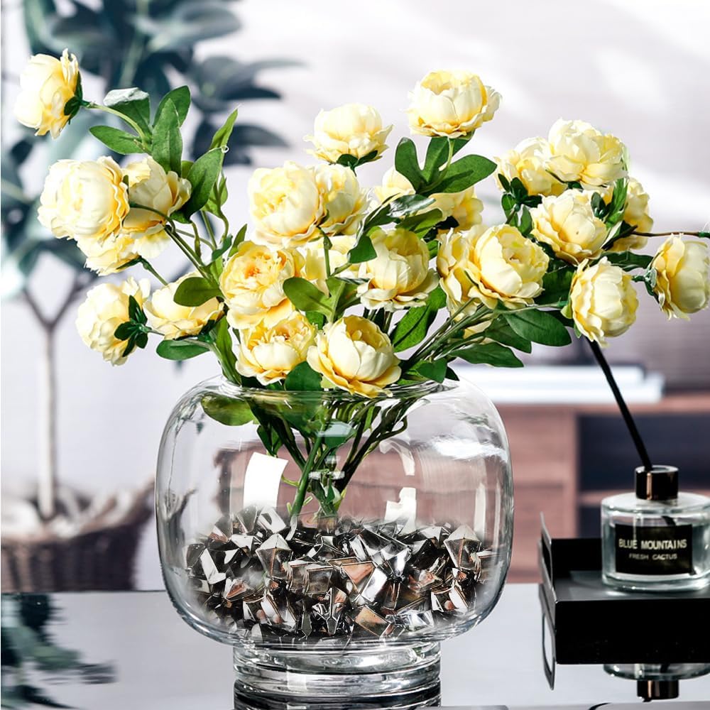 HappyFiller Silver Fake Ice Rocks Cubes Acrylic Gems Treasure Gemstones for Vase Fillers,Wedding Table Scatters,Crafts,Christmas Home Decorations,13 OZ