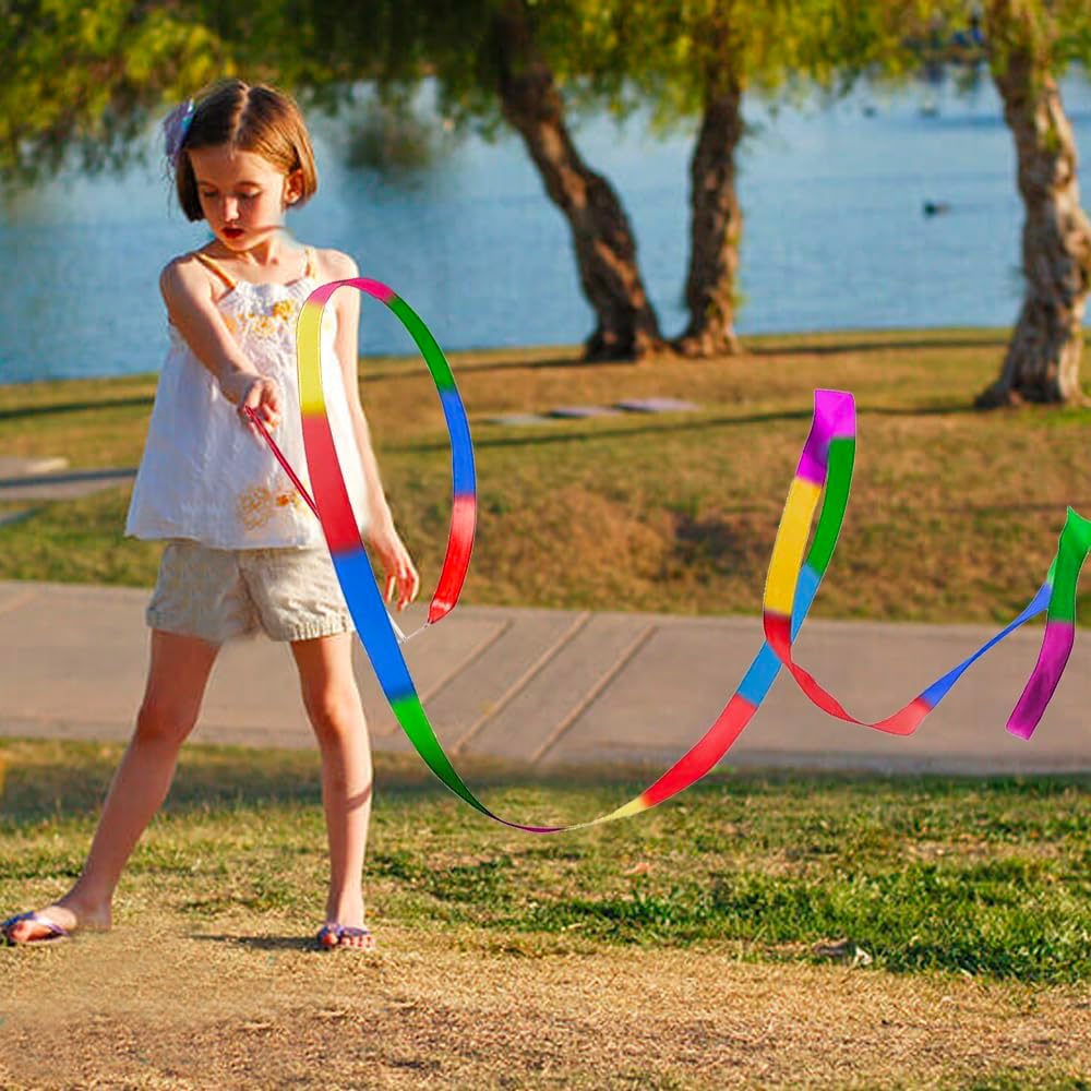 20Pack Rainbow Ribbon Streamers, Dance Ribbon Streamers Wands for Kids Party Supplies Goodie Bag Stuffers, Gymnastics Twirling Ribbon Stick Dance Streamers Party Favors for Kids Adults