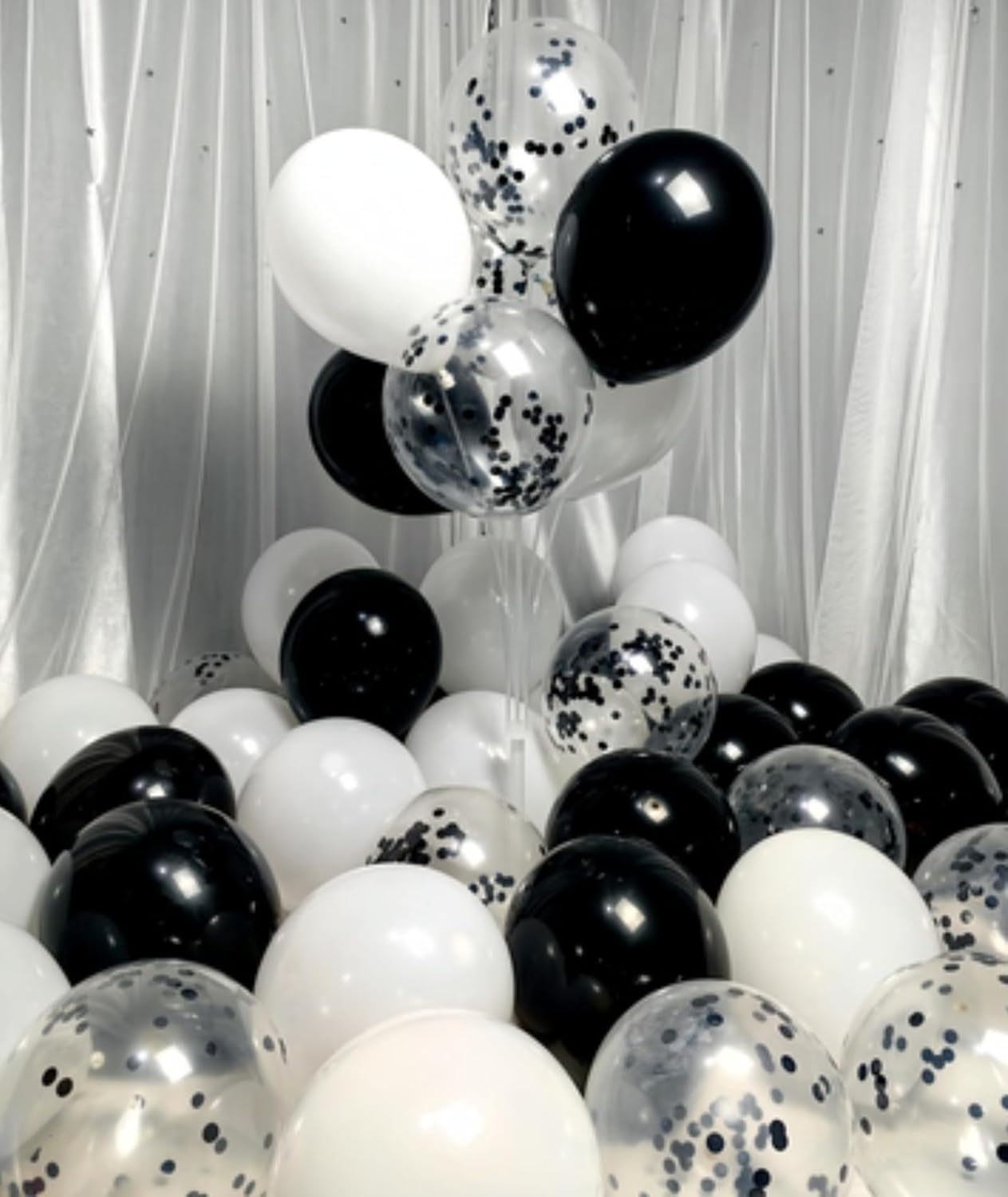 300 Pack Black and White Balloons 12 Inch Black Confetti Balloon for Various Party Events Decorations