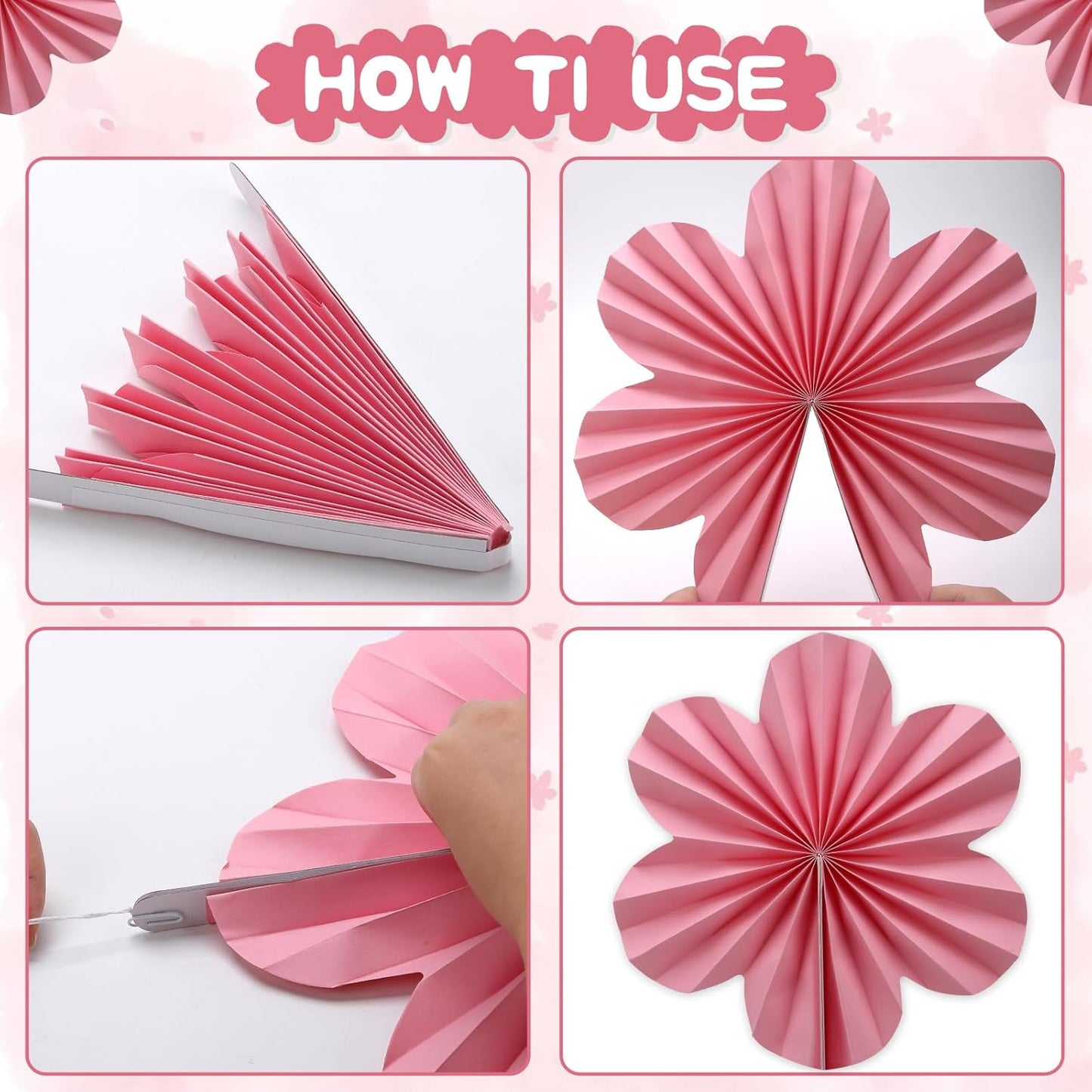 BestoFun 12 PCS Paper Flowers Fans Pink and Yellow Party Decorations Paper Flowers Decorations for Wall Girl Groovy Birthday Baby Shower Wedding Bachelorette Room Hanging Décor