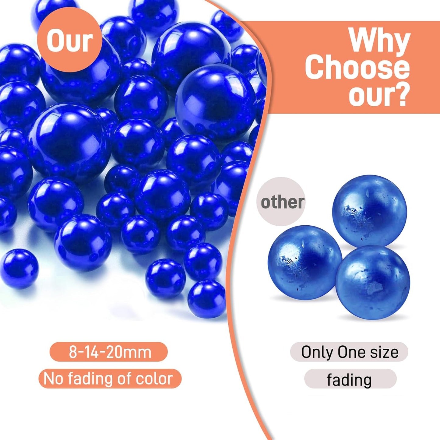 120 PCS 8/14/20mm No Hole Polish Pearl Beads for Centerpiece, Dark Purple Beads Decorative Vase Fillers, Plastics Pearls for Vases, Table Scatters, Wedding Party Decor