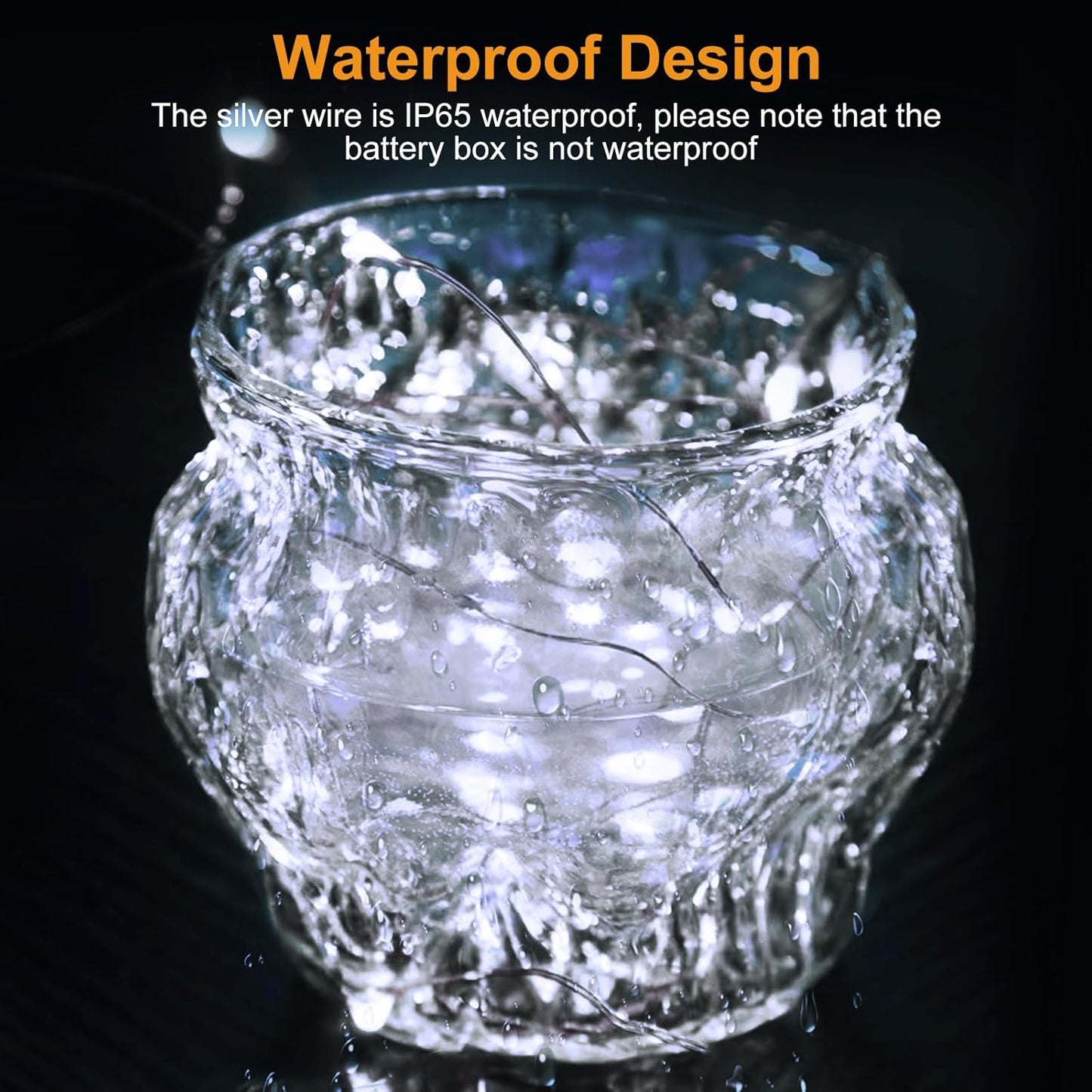 btfarm 50 Pack LED Fairy Lights Battery Operated [3 Modes] Twinkle Lights, 7FT 20 LED Mini String Lights Mason Jars Silver Wire Small Christmas Wedding Party, Cold White