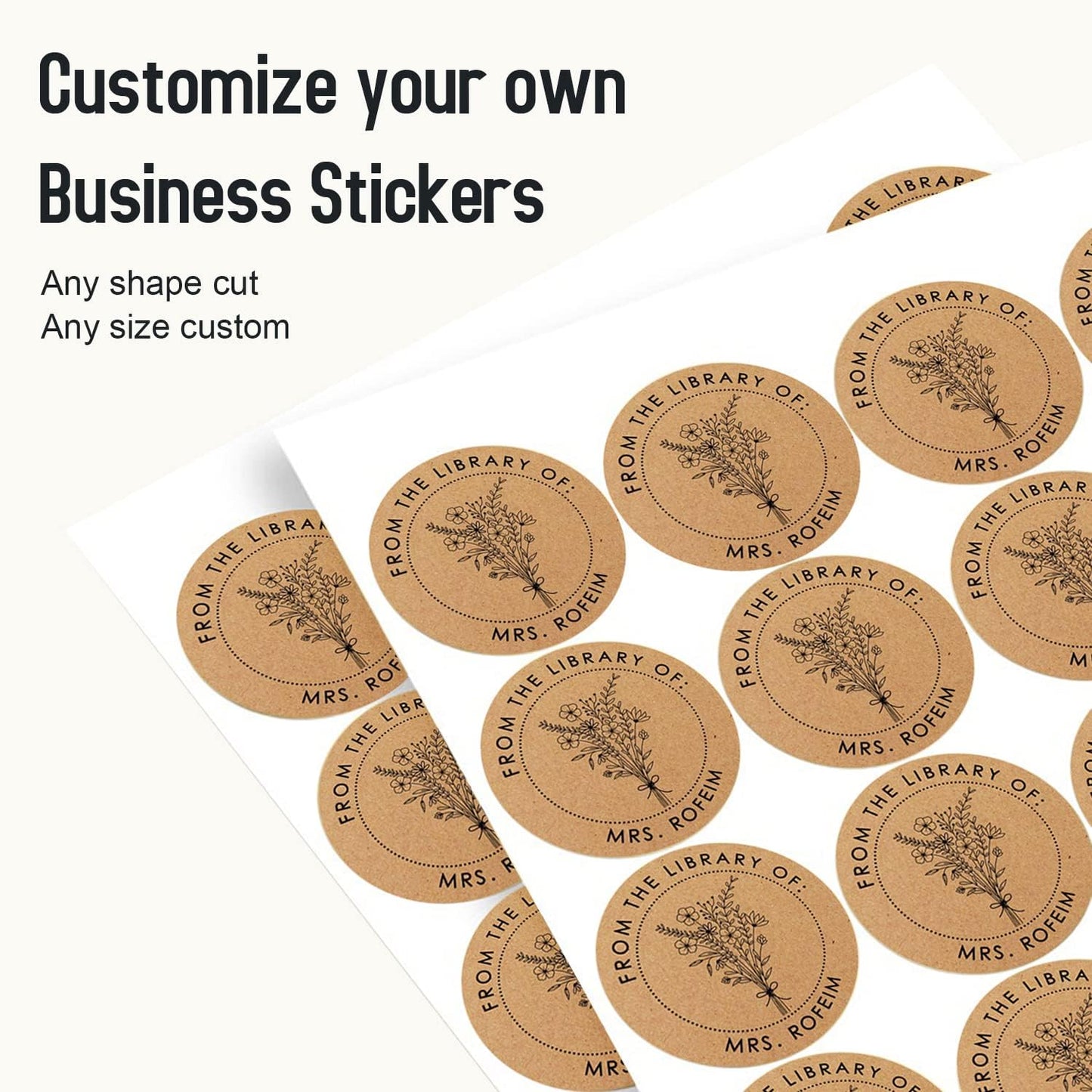 Custom Stickers for Business Logo,Personalised Logo Stickers for Small Business,Any Shape and Size Waterproof Label.Perfect for Branding, Packaging Stickers, Glossy Stickers. (Kraft Paper)