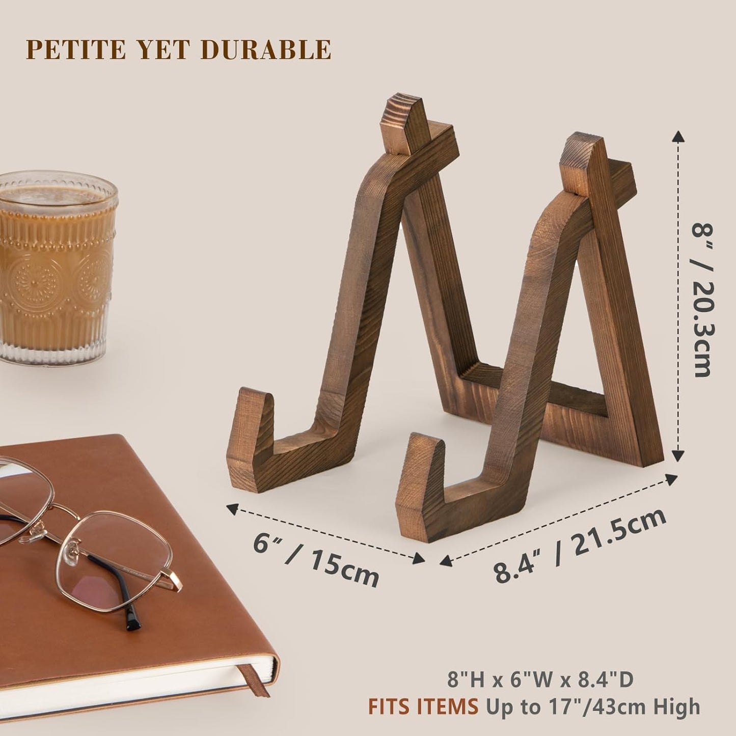 Plate Display Stand, 8 Inch Plate Holder for Displaying, Decorative Picture Frame Dish Photo Plaque Platter Wood Stand