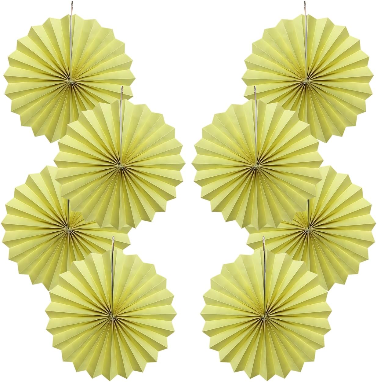 Yellow Hanging Paper Fans,Yellow Accessories Paper Decorations for Party,Color Party Decorations,Bee Themed Classroom Decor,12in Hanging Paper Fans 30 Color DIY Set （Light Yellow）