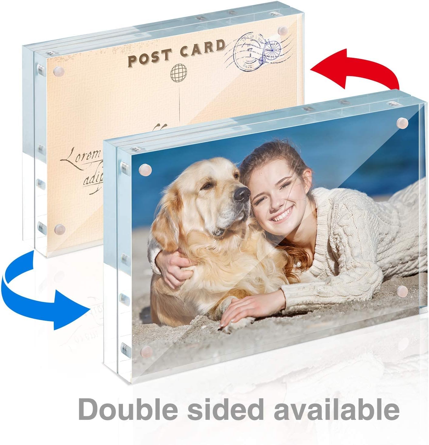 TWING 3 Pack 4 x 6 Acrylic Frame,Acrylic Picture Frames Horizontal Magnet Double Sided 4x6 Picture Frame,10+10MM Thick Clear Frameless Desktop Display Magnetic Block Photo Frame Gift Ideal