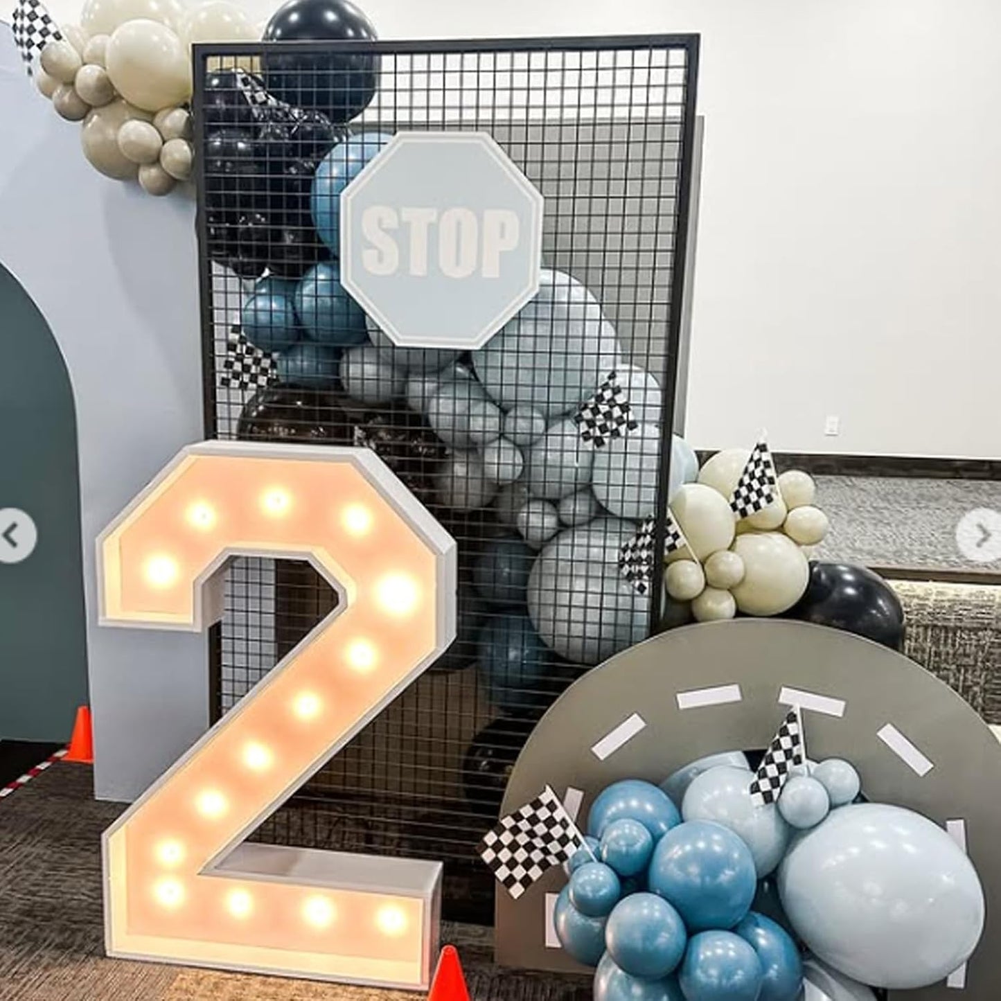 Race Car Balloon,Blue and Black Balloons,Dusty Blue Black Latex Balloon for Boys Girls Baby Shower Race Car Birthday Party Decoration