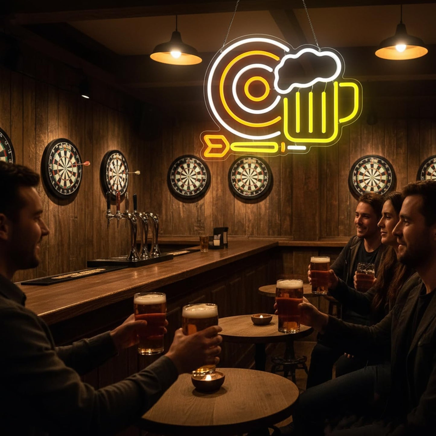Beer Darts Neon Sign,Neon Signs for Wall Decor,Led Beer Sign for Bar,Neon Light Sign for Man Cave,Beer Sign for Bedroom,Light Up Sign for Bar,LED Wall Art Neon Sign for Party,Pub,Clubs
