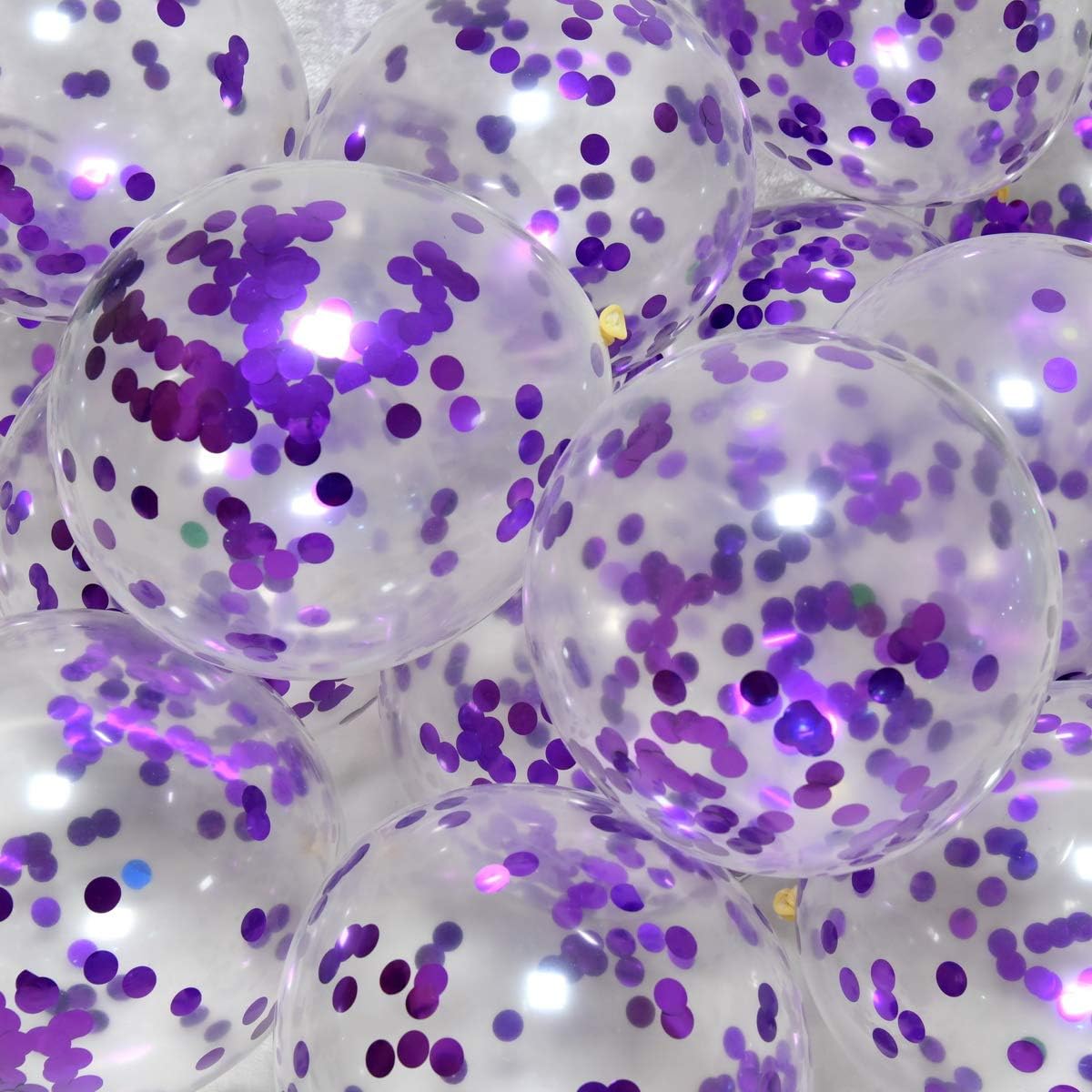 Purple Confetti Balloons, 12inch, 50 Pcs, Latex, Perfect for Birthdays, Unisex-Adults & Kids