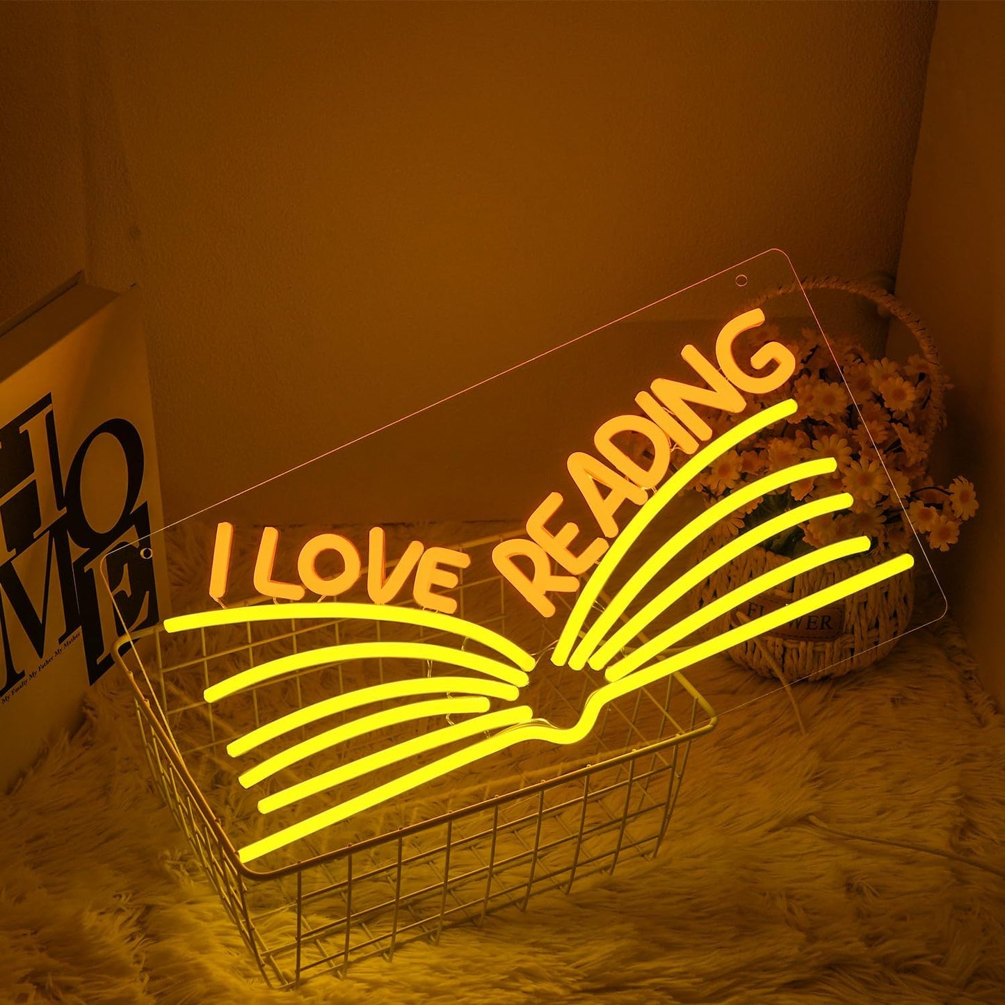 I Love Reading Neon Sign for Wall Decor, Yellow Read More Books Neon Light, Dimmable Classroom LED Light Up Sign for Classroom, Bookstore, Library, Bedroom