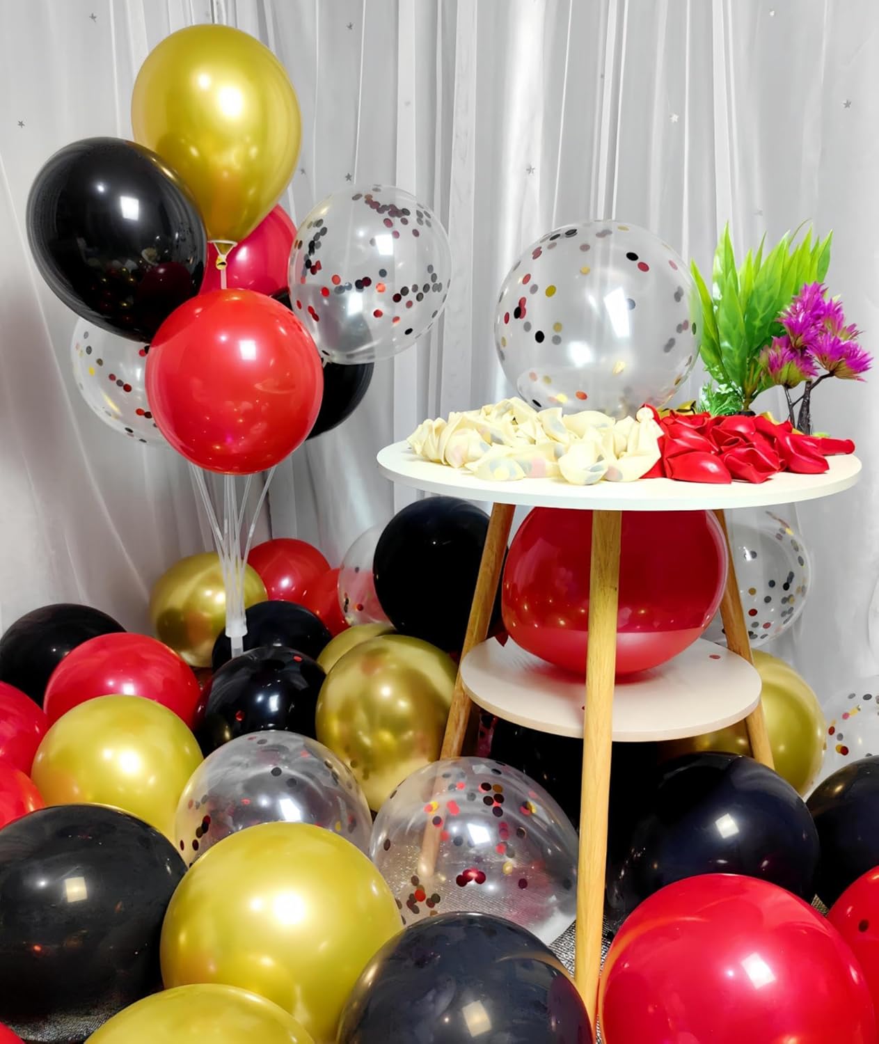 300 Pack Red Black and Gold Balloons 12 Inch Red Black Gold Confetti Balloon for Various Party Events Decorations