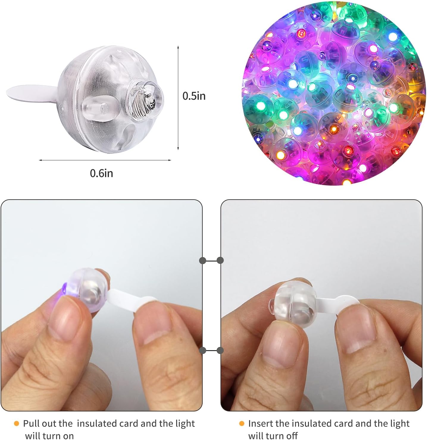 Aogist 200pcs 10-Colors Mini Lights with Hook,Long Standby Time Waterproof LED Balloon Light,Battery Powered,Ball Lamp for Balloon Paper Lantern Birthday Party Christmas Halloween