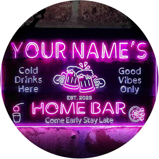 ADVPRO Personalized Your Name Custom Home Bar Beer Established Year Dual Color LED Neon Sign White & Purple 16 x 12 Inches st6s43-p1-tm-wp