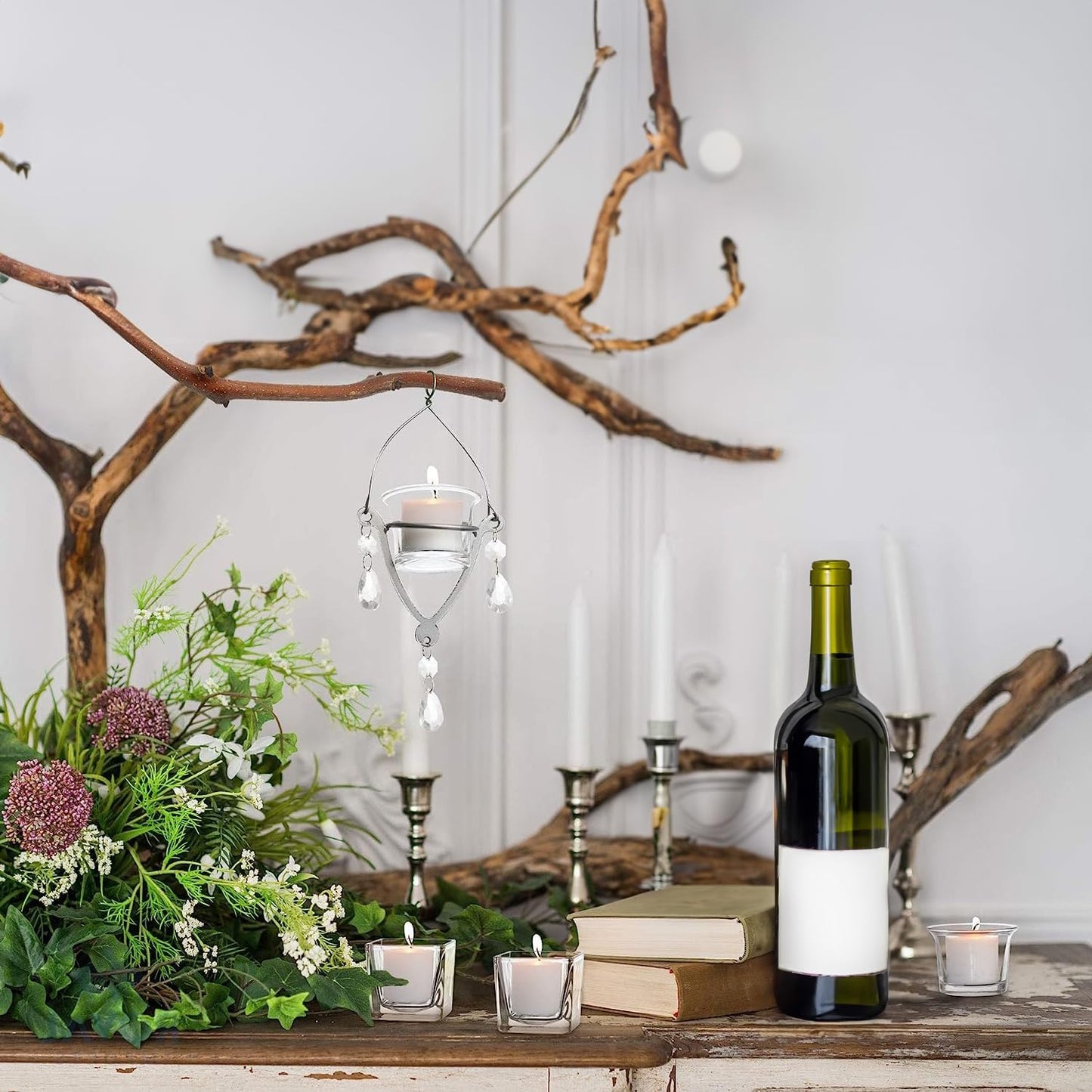 WGV Flare Lip Cylinder Tea Light Votive Candle Holder 2.4" W x 1.75" H, Clear Oyster Glass Cup, Small Accent Decor, 6 Pieces