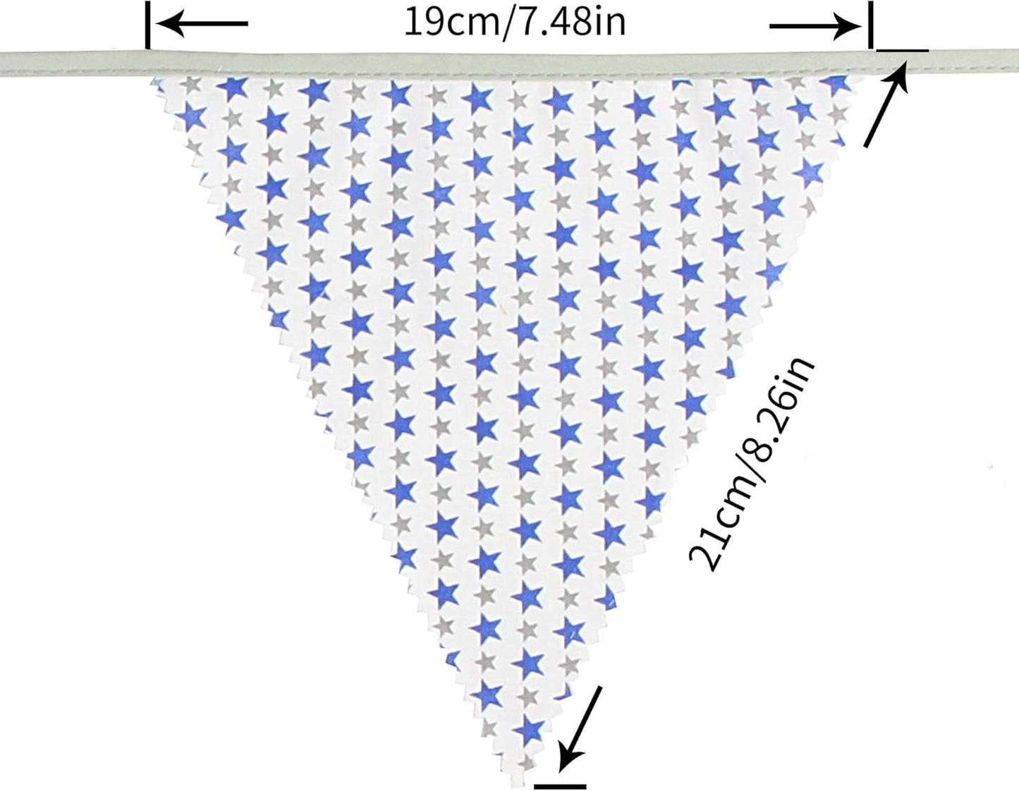 jijAcraft 39Ft Triangle Bunting Banner, 42Pcs Tea Floral Party Bunting Cotton Fabric Flags Pennant Garlands for Birthday Party, Wedding, Baby Shower, Outdoor and Home Decorations (Gray and Blue)