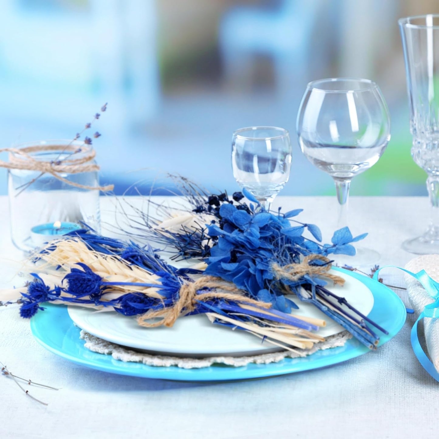 10/12/24/36 Pack Mini Dried Flowers for Vase Wedding Various Mini Bouquet Dried Small Wildflowers Natural Flowers Bulk for Crafts DIY Decor (12, Blue)