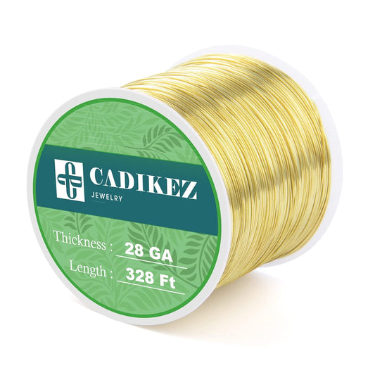 [328 Feet] 26 Gauge Craft Wire Jewelry Wire 100M/0.4mm Gold Plated Thin Brass Wire Soft Metal Wire Bulk for Jewelry Making