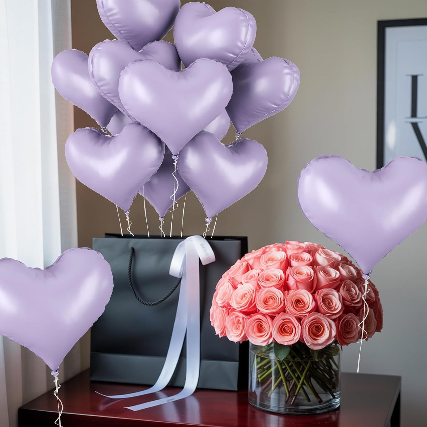 20 Inch Purple Heart Balloons, 10 Pcs Heart Balloons, Purple Valentines Day Helium Balloon for Valentine Bridal Shower Anniversary Wedding Birthday Party Decorations