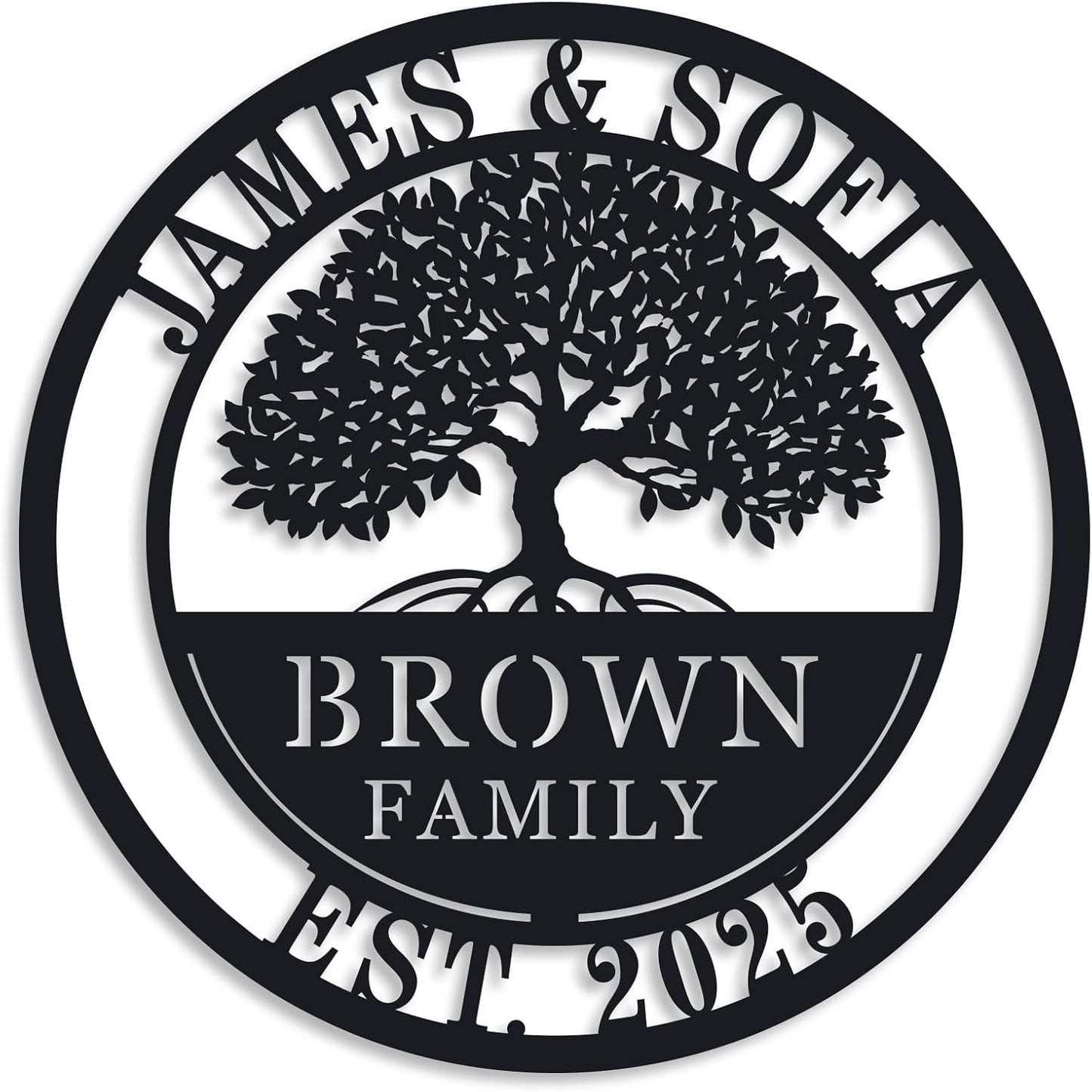 Custom Tree of Life with Roots Family Name Sign, Personalized Metal Sign