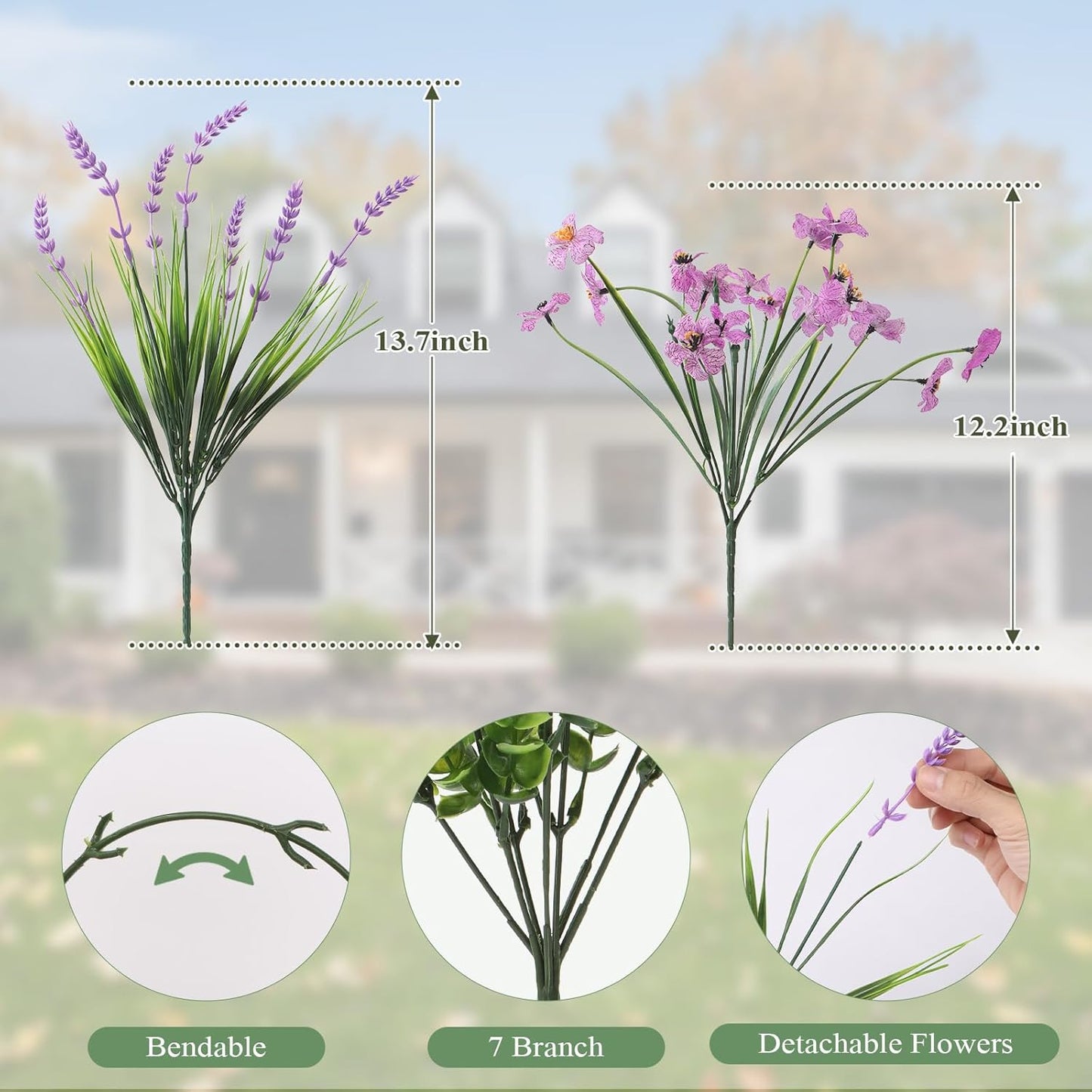 Artificial Flowers for Outdoors 24 Bundles, UV Resistant Colorful Fake Silk Flower Outdoor Planter Garden Decor Indoor Decorations