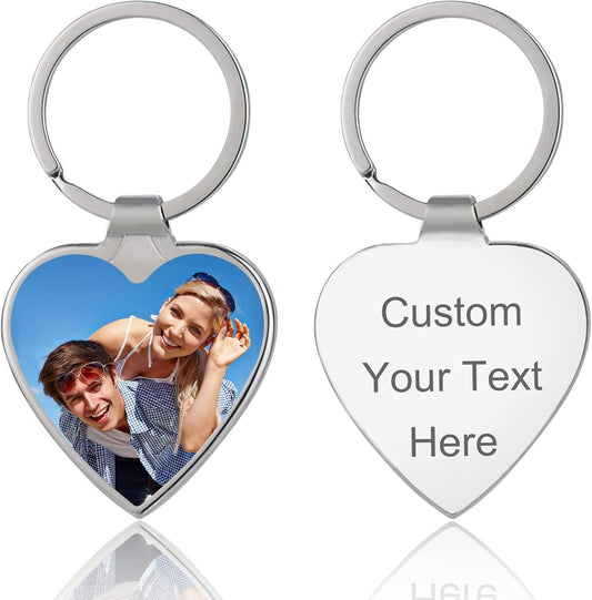 Personalized Custom Keychain with Picture - Turnable Double Sided Colorful Photo Key chains Memorial Gifts for Family Lover