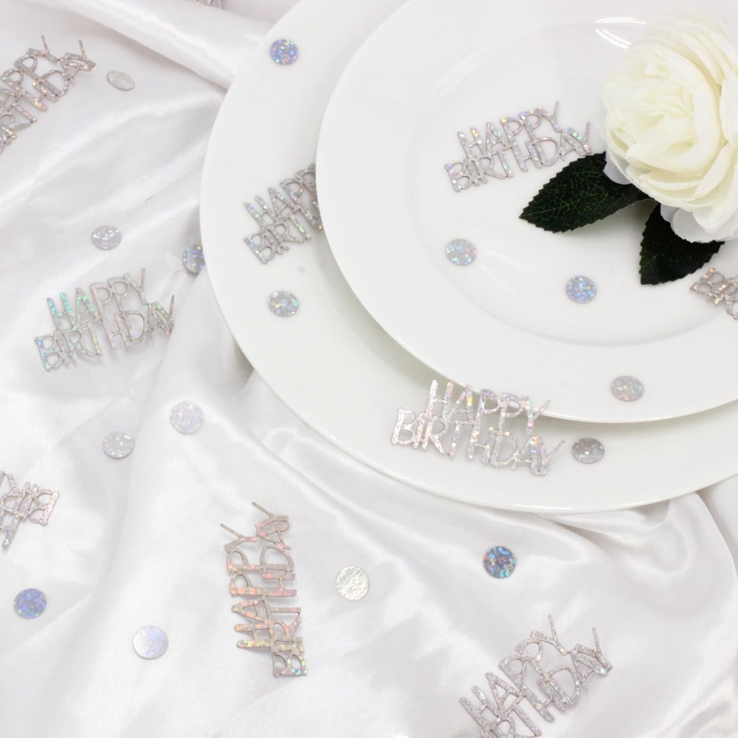 Birthday Confetti - Glitter Happy Birthday Table Decorations, 270 PCS Iridescent Holographic Party Decorations