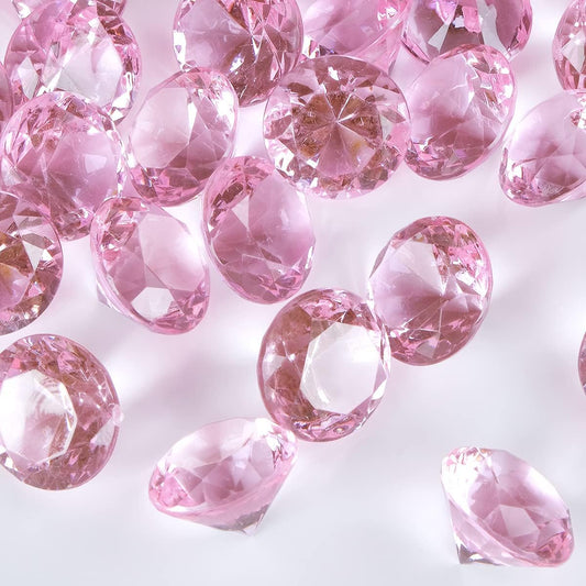 Acrylic Diamond Fake Gems Vase Filler, Babenest 240pcs 3/4 Inch Faux Diamonds Crystals Jewels for Table Scatters Wedding Party Event Arts & Crafts Birthday Decoration Favor (Pink)